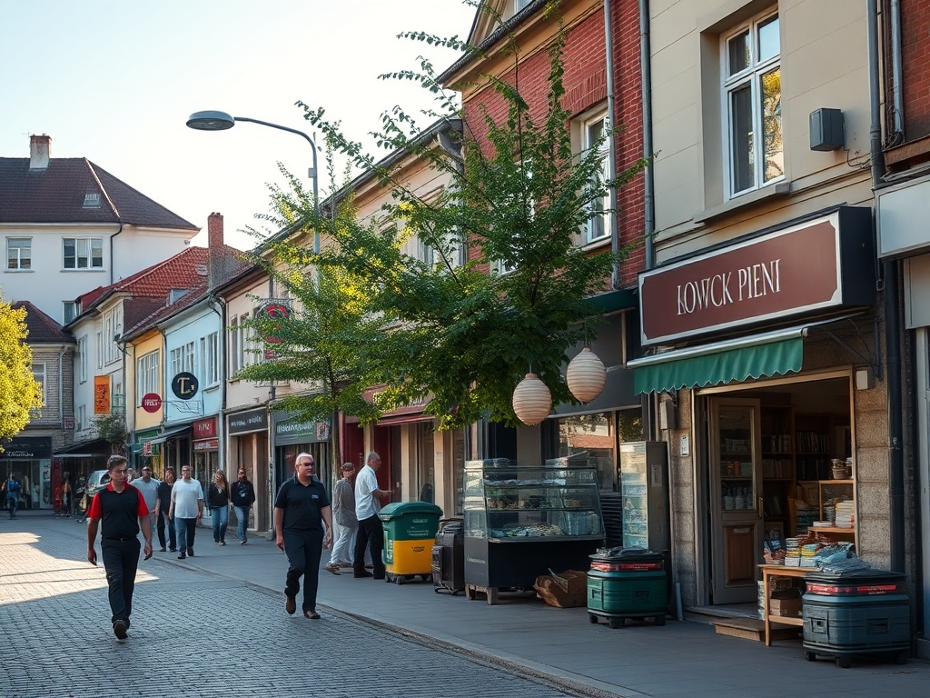 Mapa Konstantynowa Łódzkiego z ikonami symbolizującymi projekty Funduszy Europejskich